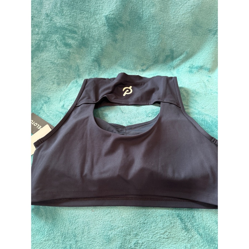 Peloton Cadent Rib Mock Neck Cut Out Bra Navy Blue XL WR00468-411 NEW - Picture 3 of 3
